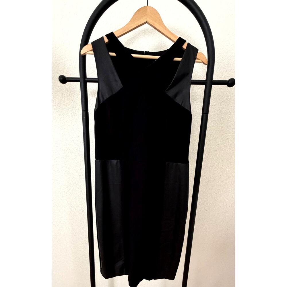 Laundry by Shelli Segal LBD - Vegan Leather Contrast Panel Sheath Dress - Black